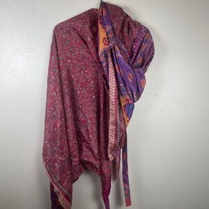 Earthbound‎ Trading Co Pink Floral Paisley Mixed Print Wrap Midi Skirt OS Boho